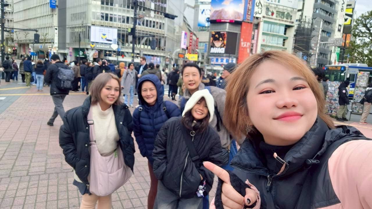 Students at Shibuya crossing Tokyo